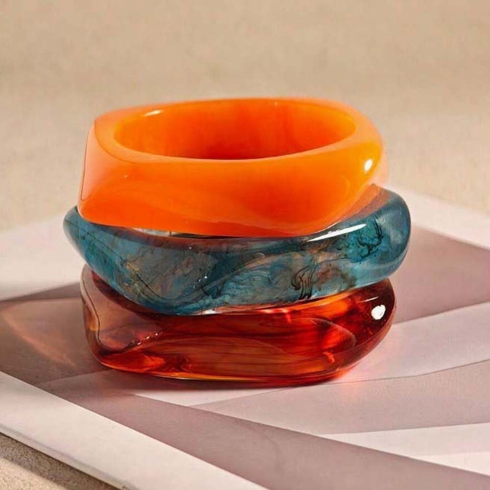 Vintage Fashion Gen Z - Statement Bangles Transparante Hars Bangles Geometrische