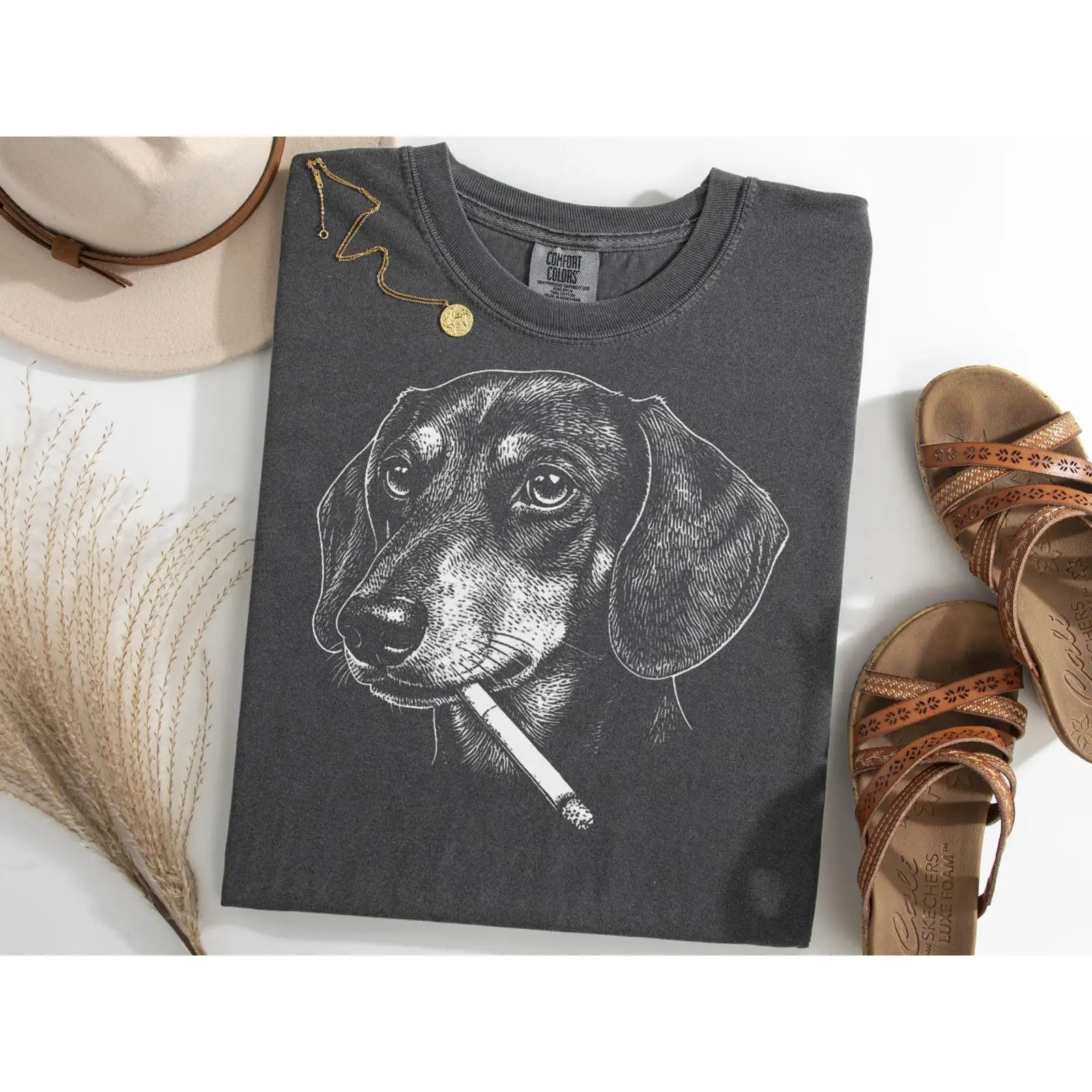 Vintage Fashion Gen Z - Teckel Roken Meme T-shirt Brainrot Doxie