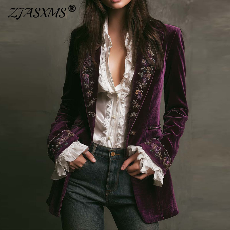 Velvet Blazer Vintage - Nieuwe Dames Winterjassen en Jacks Vintage
