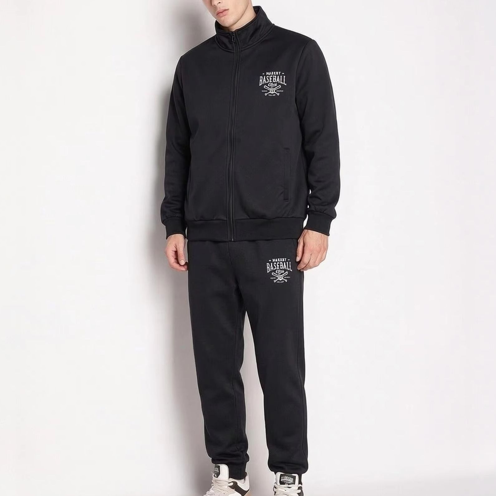Vintage Zipper - Heren 2-delig trainingspak met rits, opstaande