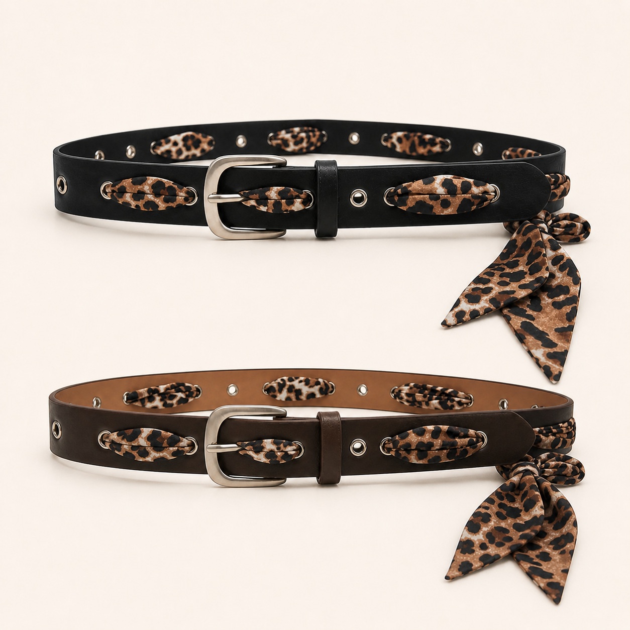 Vintage Fashion Instagram - Modieuze trendy luipaardprint sjaalriem met trekkoord,