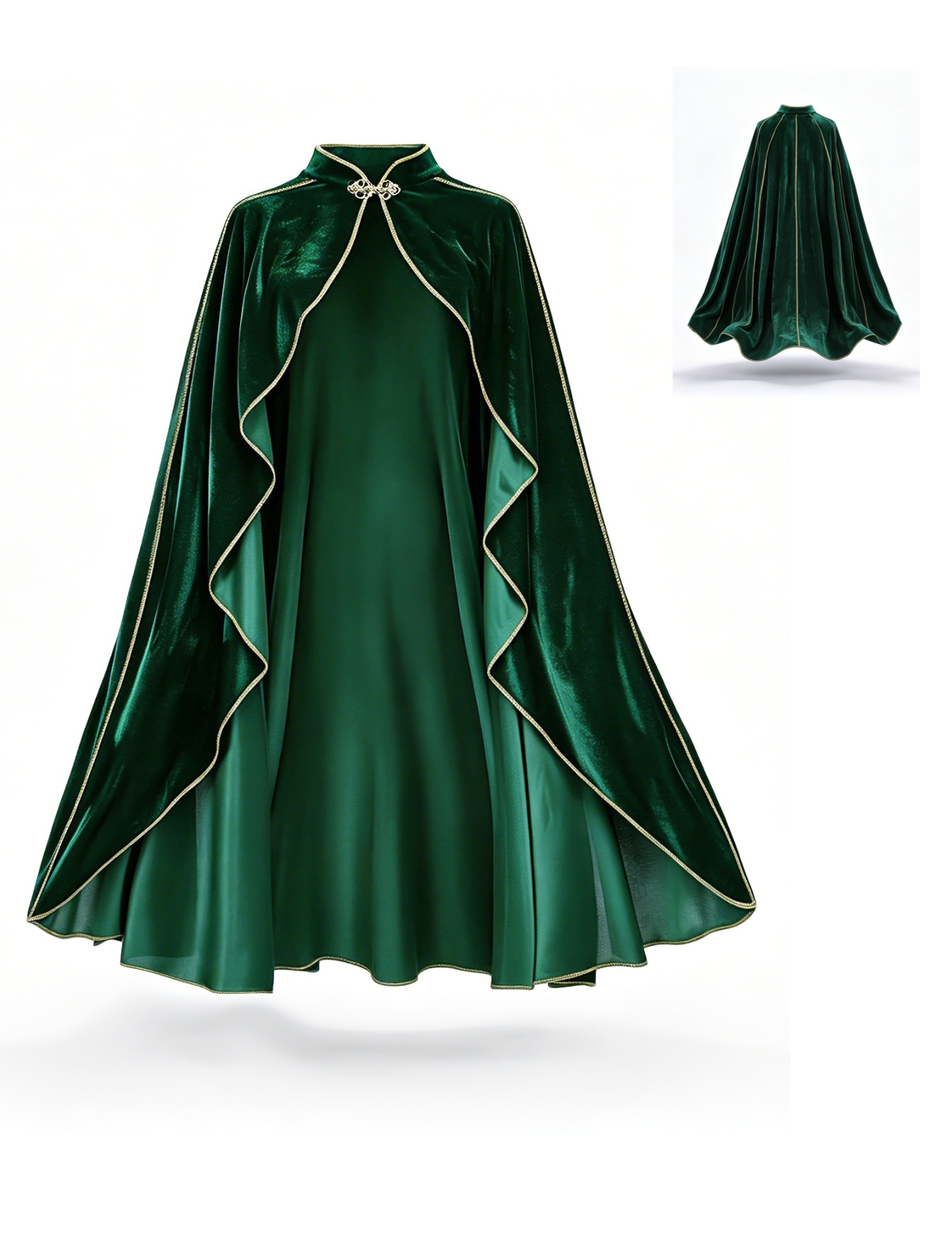 Vintage Slip Dress - Dames Vintage Groene Fluwelen Cape Mantel