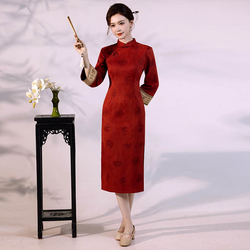 Luxe suède fluwelen qipao - mo - Vintage Fashion Gen Z recensie en prijs