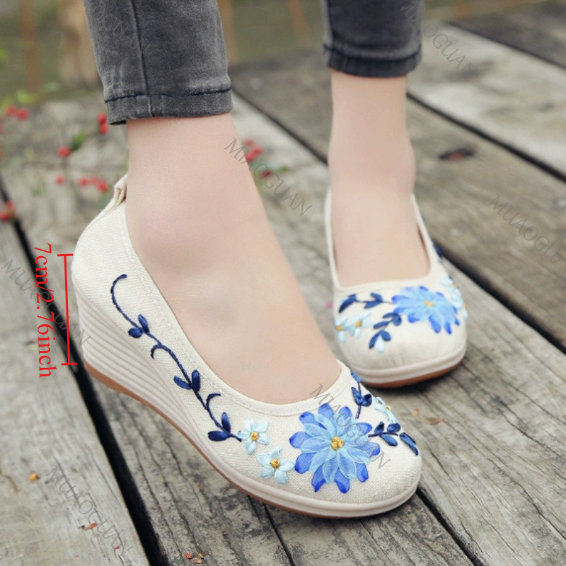 Geborduurde dames comfort wedg - Vintage Fashion Female recensie en prijs