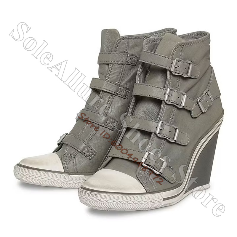 Grijze hoge wedgesneakers met  - Vintage Zipper recensie en prijs