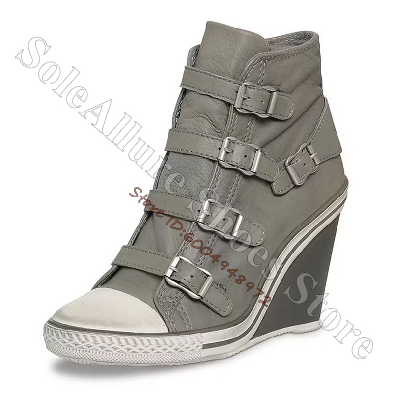 Grijze hoge wedgesneakers met  - Vintage Zipper recensie en prijs